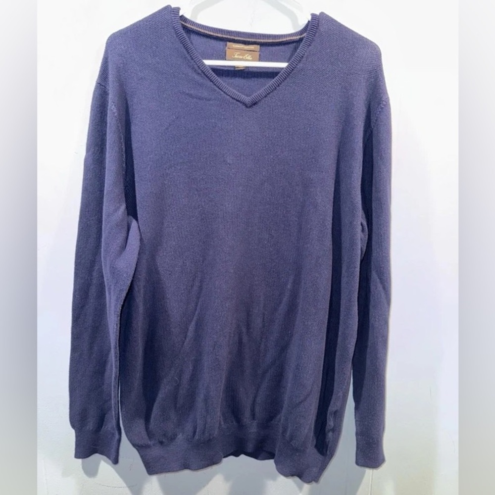 Tasso Elba Men's V-Neck Sweater in Navy Blue